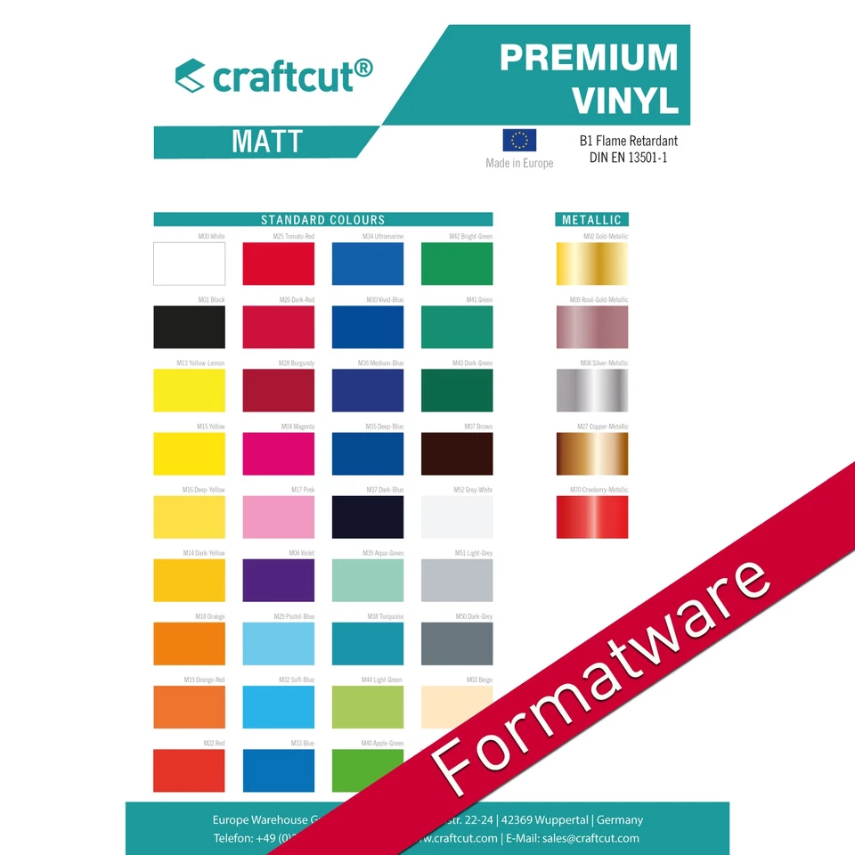 craftcut® - Vinylfolie / Plotterfolie - matt - Formatware - 21 cm x 30,5cm