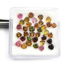Natural Multi Tourmaline Heart Cut Loose Gemstone Lot 26 Pcs 4 MM 5 CT