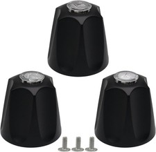 Brushed Black Shower Knob Replacement Set of 3 Bathtub Faucet Handles Inclu...