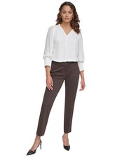 Calvin Klein Women's Mid-Rise Slim-Fit Ankle Pants Coffee Bean, 10 