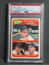 1965 TOPPS #3 AL HOME RUN LEADERS KILLEBREW POWELL MICKEY MANTLE HOF PSA 5 EX