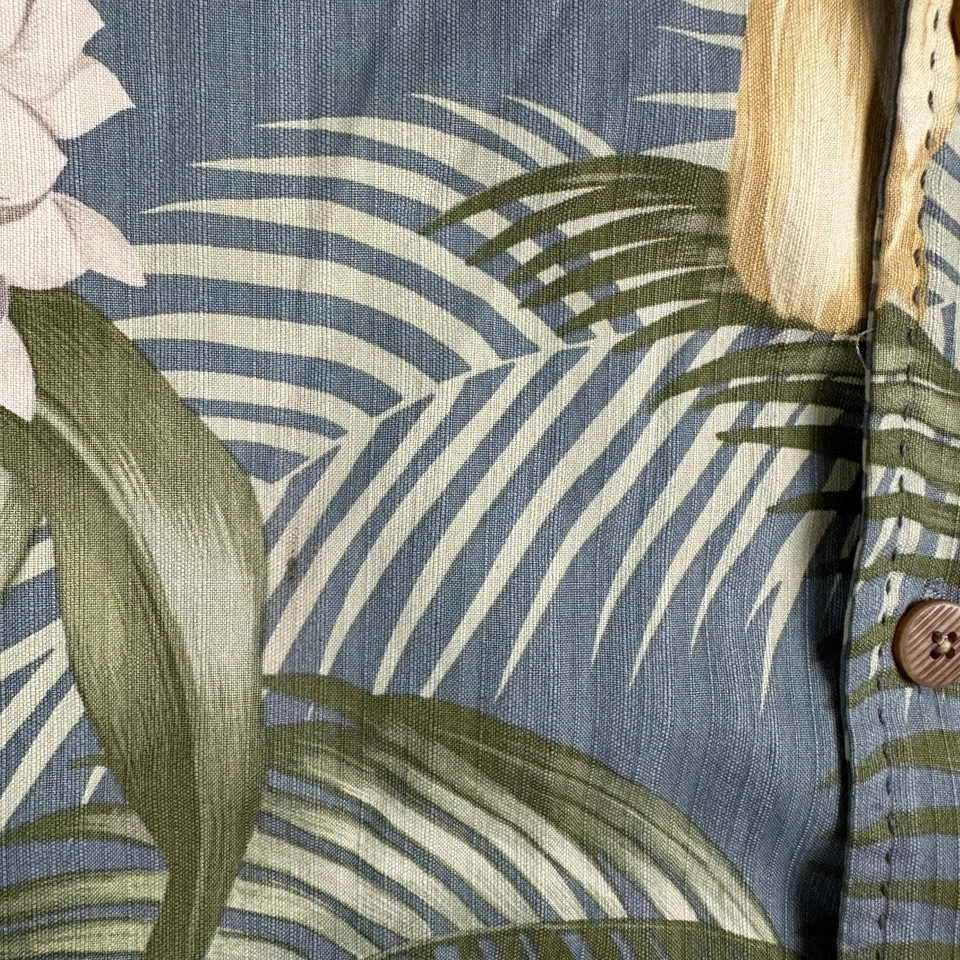 Camisa masculina Tommy Bahama pequena azul seda hibisco flor acampamento loop botão para cima - Imagem 3 de 4