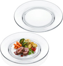 2 Pack Glass Plates, 10 Inch Clear round Dinner Plates