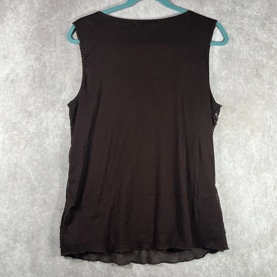 Camiseta sin mangas Pretty Angel vintage para mujer L/XL marrón tejida con cuentas lentejuelas Y2K grunge Foto 4 de 4