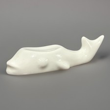 White Ceramic Whale Figurine Ocean Animal Decor Collectible Display Piece