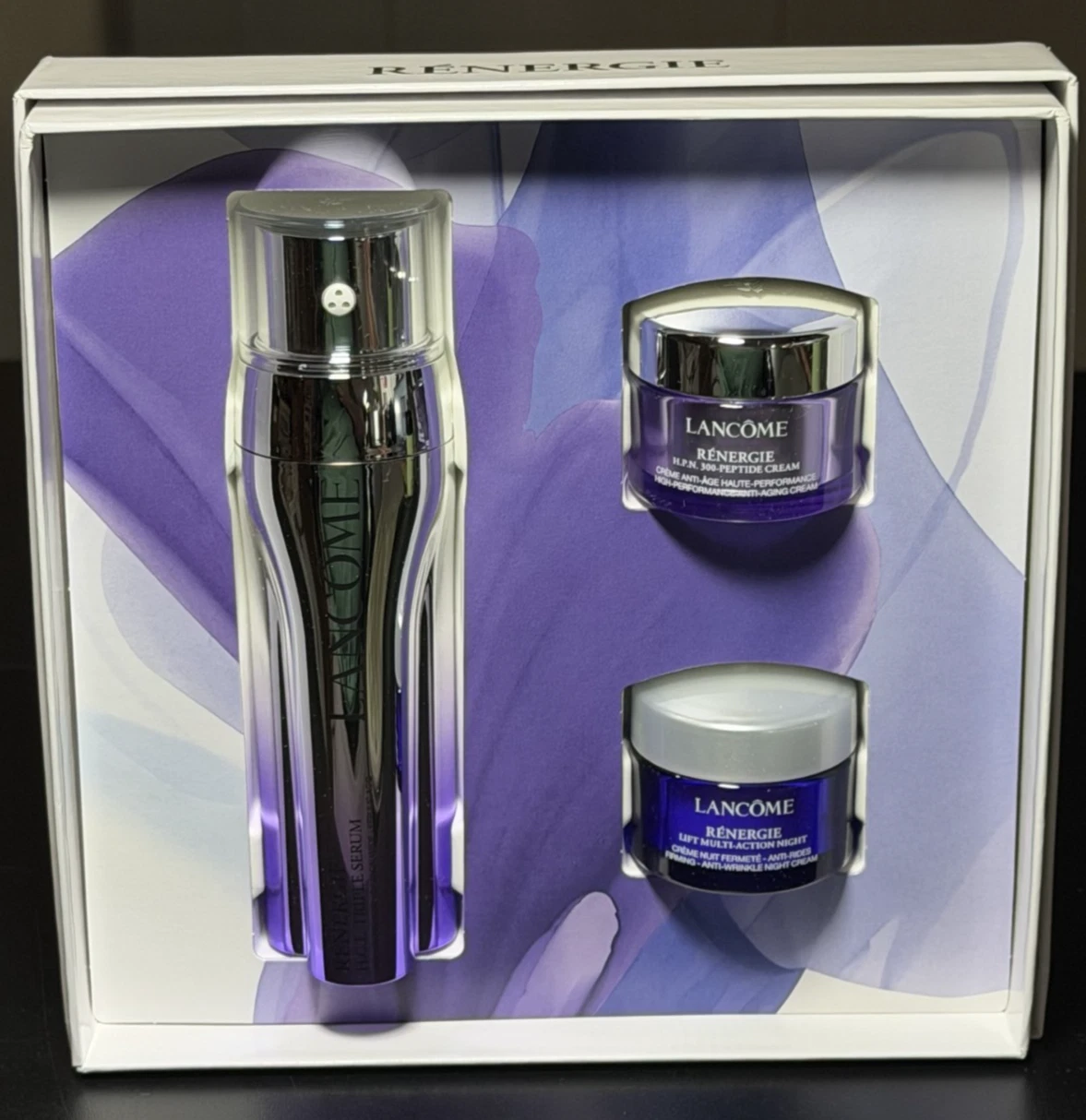 Lancome Renergie H.C.F. Triple Serum Gift Set 1.69oz + Day Night Cream $234 NIB