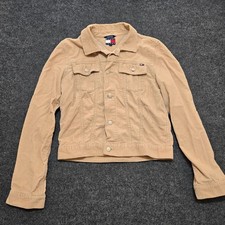 Tommy Jeans Beige Corduroy Jacket Y2K 2001 Logo Patch Utility Workwear L