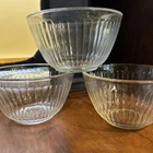 Three Pyrex Clear 3 Cup Ribbed Bowls