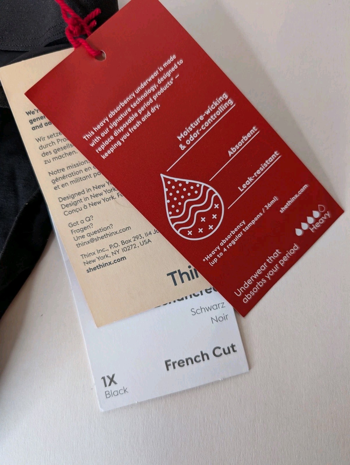 Thinx French Cut Heavy Period Menstrual Underwear Panties Size 1X Black NWT