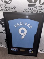 ERLING HAALAND MAN CITY GENUINE FRAMED HAND SIGNED SHIRT WITH COA