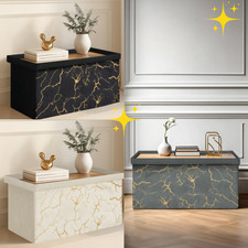 Ottoman Storage Seat Stool Trunk Toy Chest Bedding or Blanket Box Folding Bench 