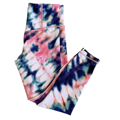 Athleta Elevation Tie Dye 7/8 Tight Small Women's Blue Pink Aqua on White