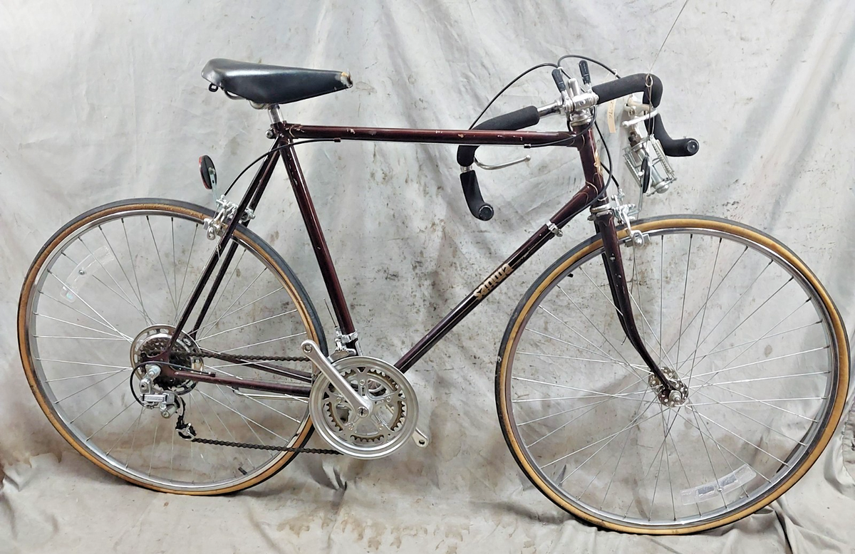 1983 Sanwa Touring Road Bike Large 58cm Burgundy Red Lugged Steel 