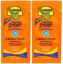 Banana Boat Sport Sunscreen Spf 30 Protection Lotion Travel Packets 2 Packs