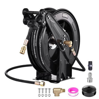 #ad Retractable Power Pressure Washer Hose Reel 3 8quot; X 50 Ft4000PSI Hotamp; Cold Water $171.36