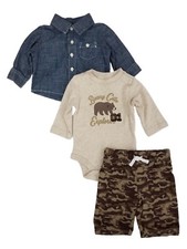 Infant Boys Outfit Beary Cute Explorer Baby Outfit Pants Shirt  Bear Bodysuit