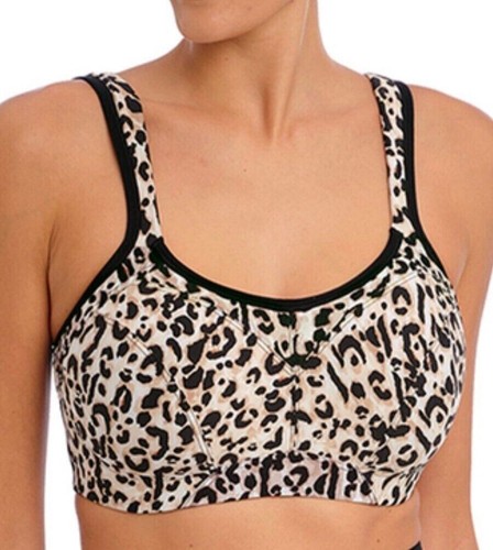 Freya Active Sports Bra High Octane Size 32DD Leopard Padded Racer Back 401003