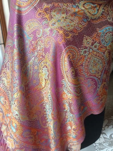 Colorido chal tejido JAMAVAR Pashmina ~ 100% seda ~ 16 DISEÑOS A ELEGIR - Imagen 4 de 10