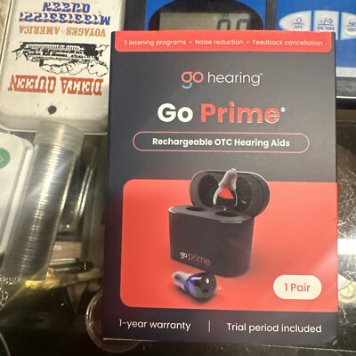 Go Hearing - Go Prime OTC Hearing Aids - Black- Sealed Box(b7)