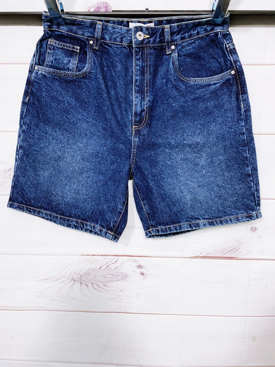 Cotton On Womens Denim High Straight Bermuda Shorts Size 10 Blue