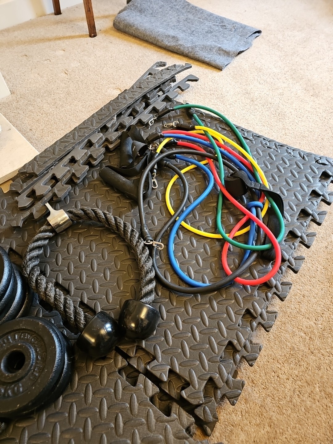 Home Gym Bench With Starter Kit (Including Weights,Bands,Dumbbells And