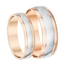 His & Hers 9ct White & Rose Gold Matt & Polished Wedding Rings 5&7mm Court Shape