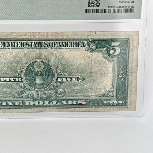 1923 $5 SILVER CERTIFICATE, LINCOLN PORTHOLE, FR#282 PMG VF-25 - Picture 6 of 6
