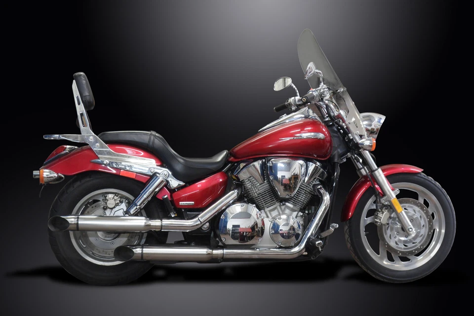 Silenciadores de escape Honda VTX1300 C/T/R 2004-2009 16" curvos de acero inoxidable Cruiser Foto 4 de 4
