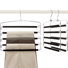 Pants Hangers Space Saving 3-Pack Swing Arm Pants Organizer for Closet Non-Sl...