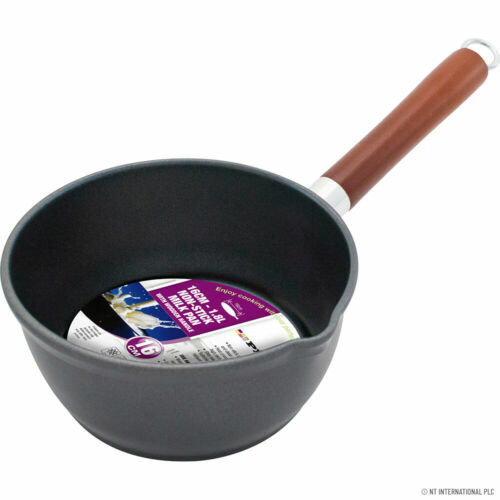 16CM Milk Pan Wooden Handle induction Non Stick Cooking Pot Kitchen