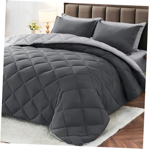 7 Pieces Queen Comforter Set, Reversible Queen(88