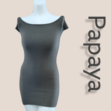Papaya Ribbed Bodycon Olive Green Small