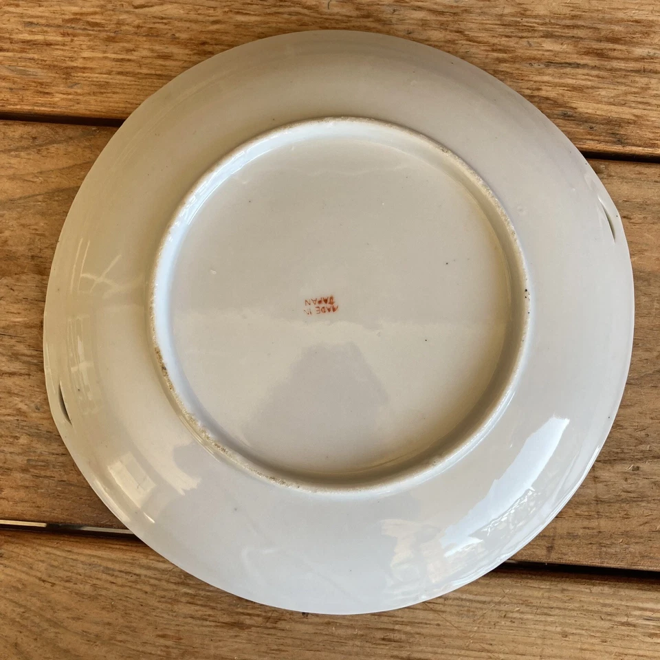 Plato vintage diseño geisha plato pintado a mano 1930-40’s borde rojo Japón Foto 4 de 4