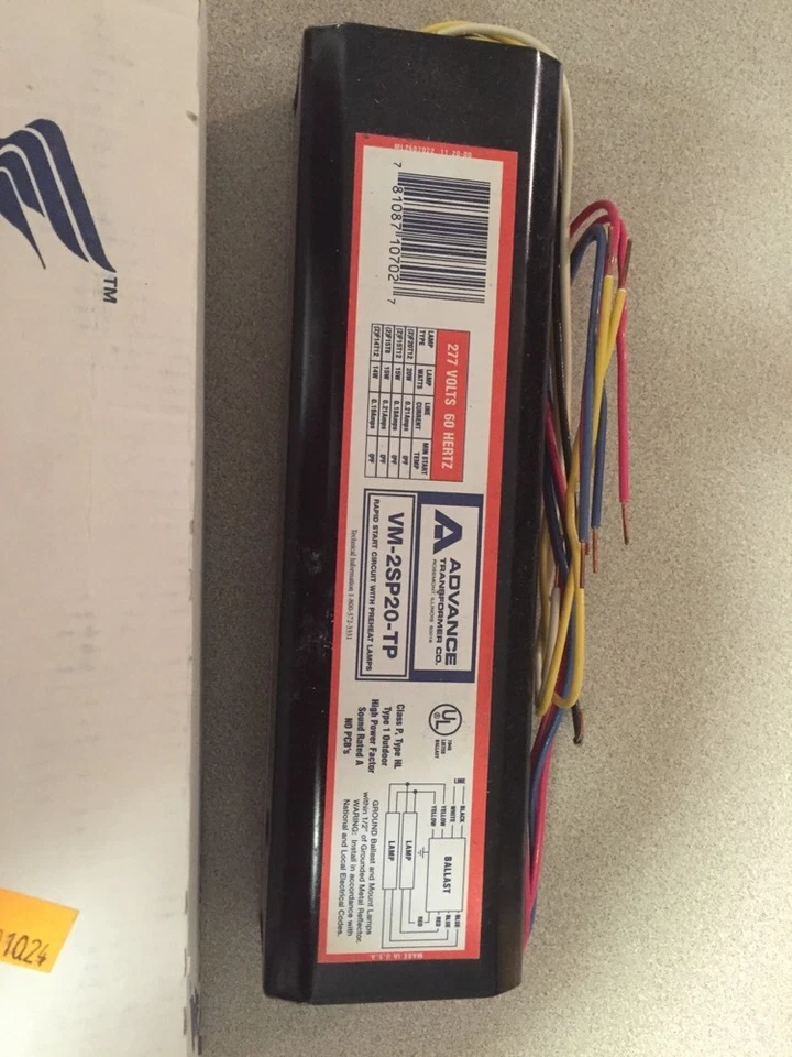 Lastre fluorescente Advance VM-2SP20-TP F20T12 2 lámparas 277V Foto 3 de 4