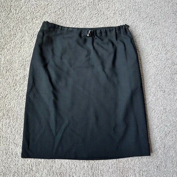 DKNY Black Pencil Skirt Size 10 with Drawstring New With Tags