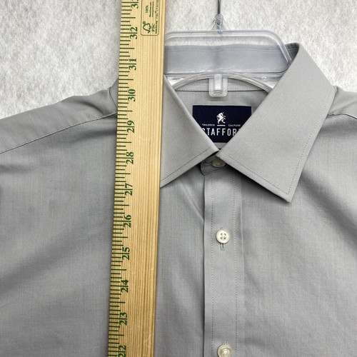 Stafford Travel Easy Care Broadcloth Men’s Spread Collar Button Up Shirt Gray - Picture 11 of 14