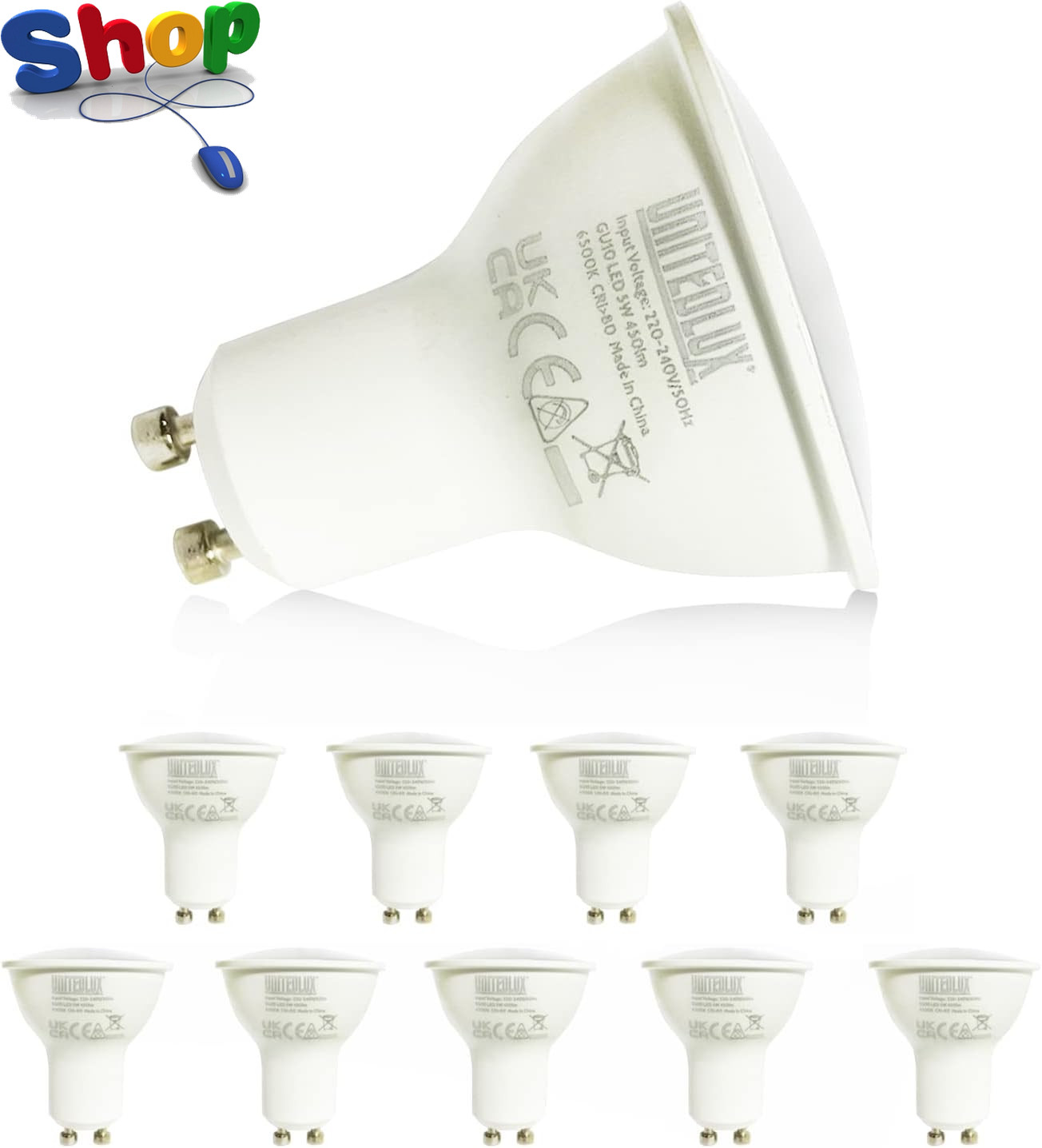 GU10  LED  Light  Bulbs  5W ,  45W  Halogen  Bulb  Equivalent ,  450Lm  6500K  D