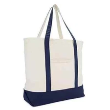 22"" Heavy Duty Cotton Canvas Tote Bag Zippere