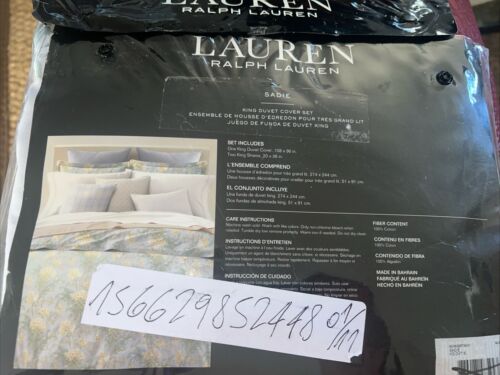 Lauren Ralph Lauren King Duvet Cover Set Sadie Blue Floral Cotton New - Picture 2 of 3
