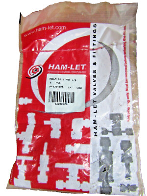  8) NEW HAM-LET 768LN SS 8 MMX 1/8 LET-LOK COMPRESSION TUBE FITTING BAG OF 8