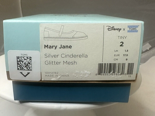 Toms Disney Cinderella Shoes Mary Jane Silver Glitter Mesh Tiny 2 - Picture 7 of 7