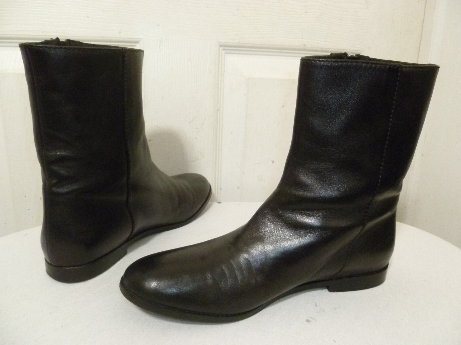 YVES SAINT LAURENT STIVALETTI PIATTI DONNA NERI MORBIDI IN PELLE 371⁄2 US 7