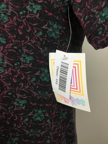 LuLaRoe Classic Tee XXS Shirt Dark Gray Green Western Floral Top Maroon - Picture 6 of 8