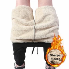 Men Sherpa Fleece Lined Pants Running Sweatpants Warm Plus Size Trousers