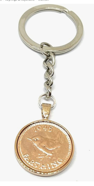 Sólido Inglés Farthing 80th 1945 Llavero - Regalo en Caja Idea Cumpleaños Rg