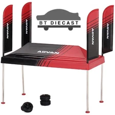 MINI GT PADDOCK SERVICE TENT SET ADVAN with EXTRA WHEELS FOR 1/64 MODEL MGTAC20
