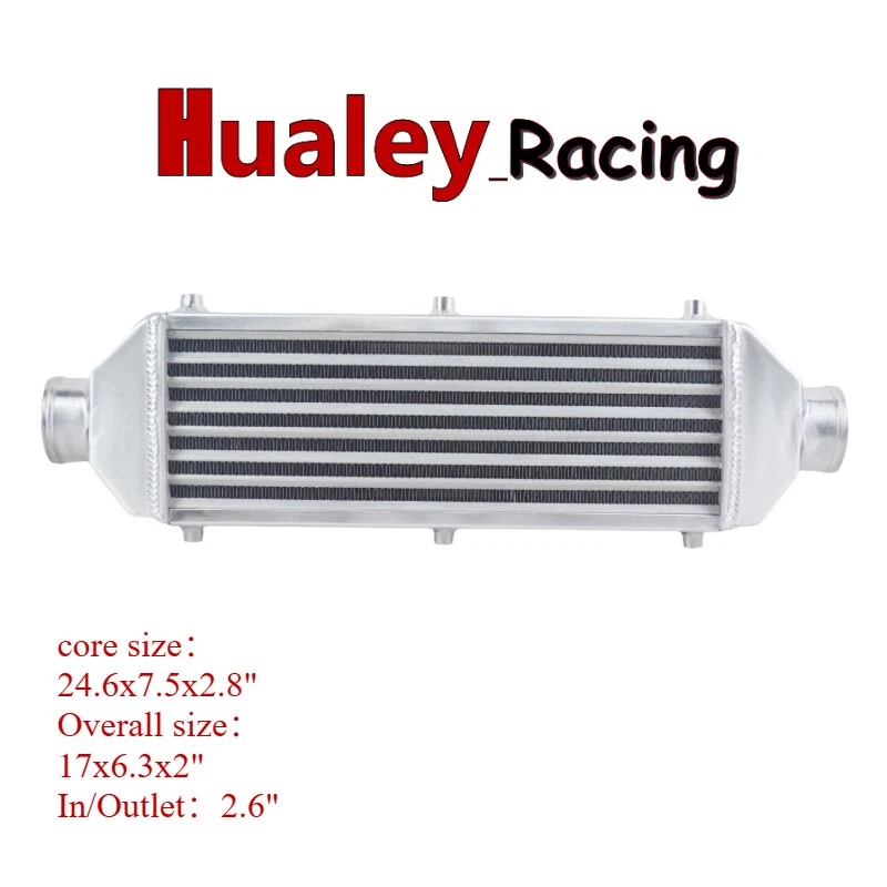 Универсальное переднее крепление Turbo 24,6 X 7,5 X 2,8 дюйма трубка и ребро алюминиевый интеркуль - Изображение 2 из 4