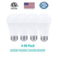 4-96 Pack A19 15W Dimmable LED Bulbs 1600lms ETL Listed 100W Equivalent 120V E26