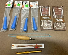 Vintage Lot Circular Knitting Needles, Latch Hooks, & Crochet Hooks