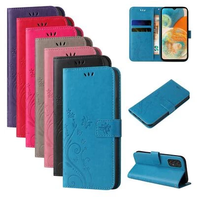 LBH TEC-EXPERT Handy Tasche für Samsung Galaxy A23 5G Handyhülle Blumen Cover 9H Displayglas